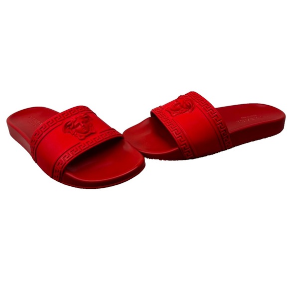 Versace Cardinal Palazzo Medusa Women 9 Slides Red Comfort Casual Slip On Sandal